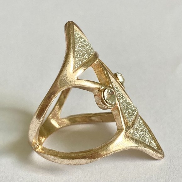 Rose Gold Cubic Zirconia Cocktail Ring Boho Art Deco Size 7 Plated Statement - Picture 6 of 12